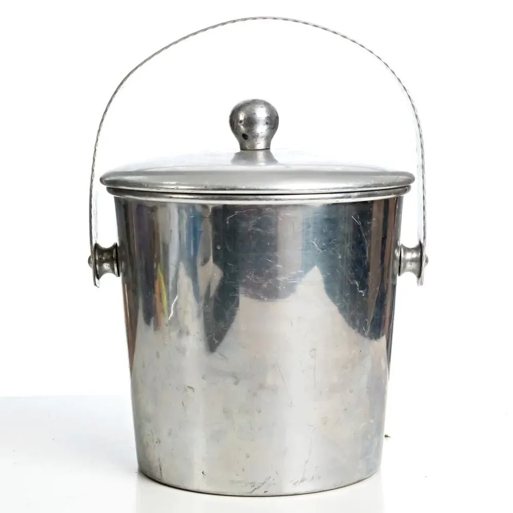 Vintage Henry & Miller Aluminum Ice Bucket Kromware Barware Mid Century w/ Lid